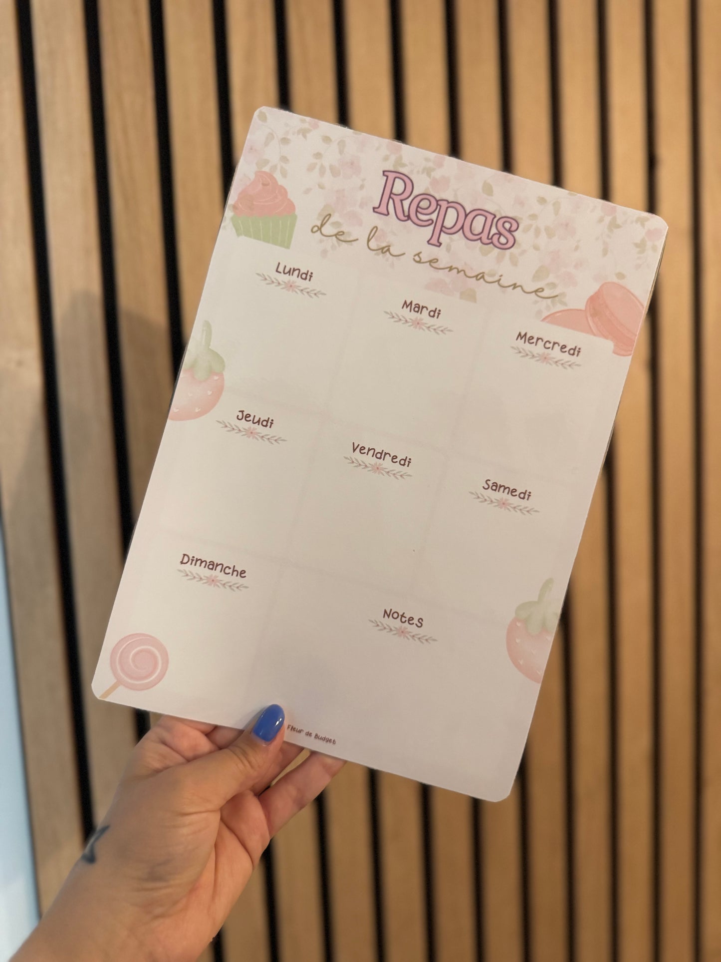 Fiche « Repas de la semaine » A4 plastifiée