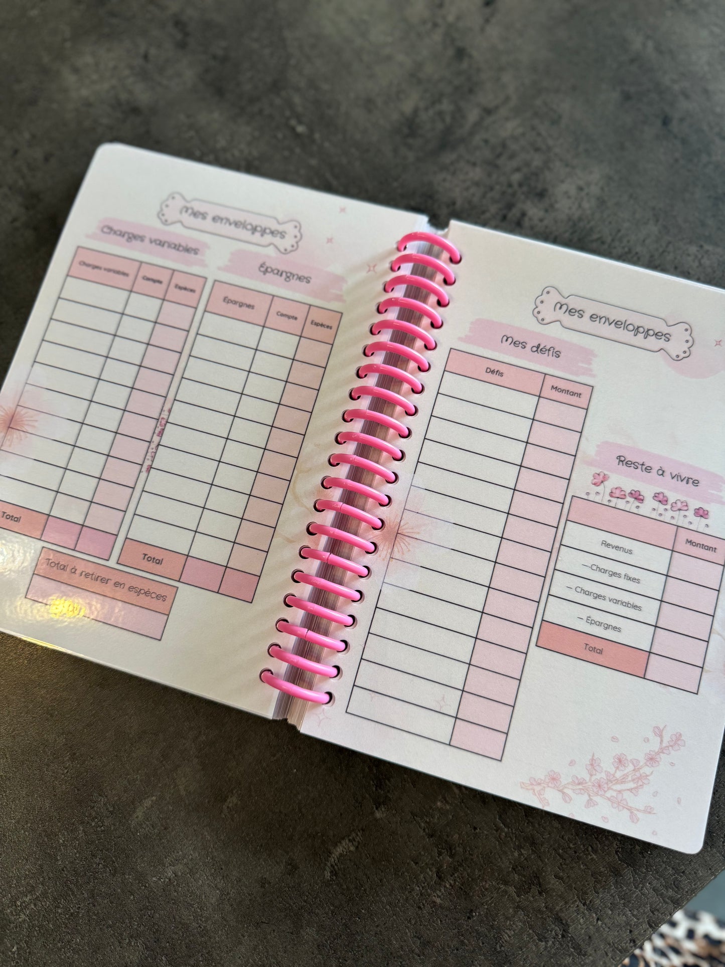 Budget Planner A5 12 mois Rose Fleuri