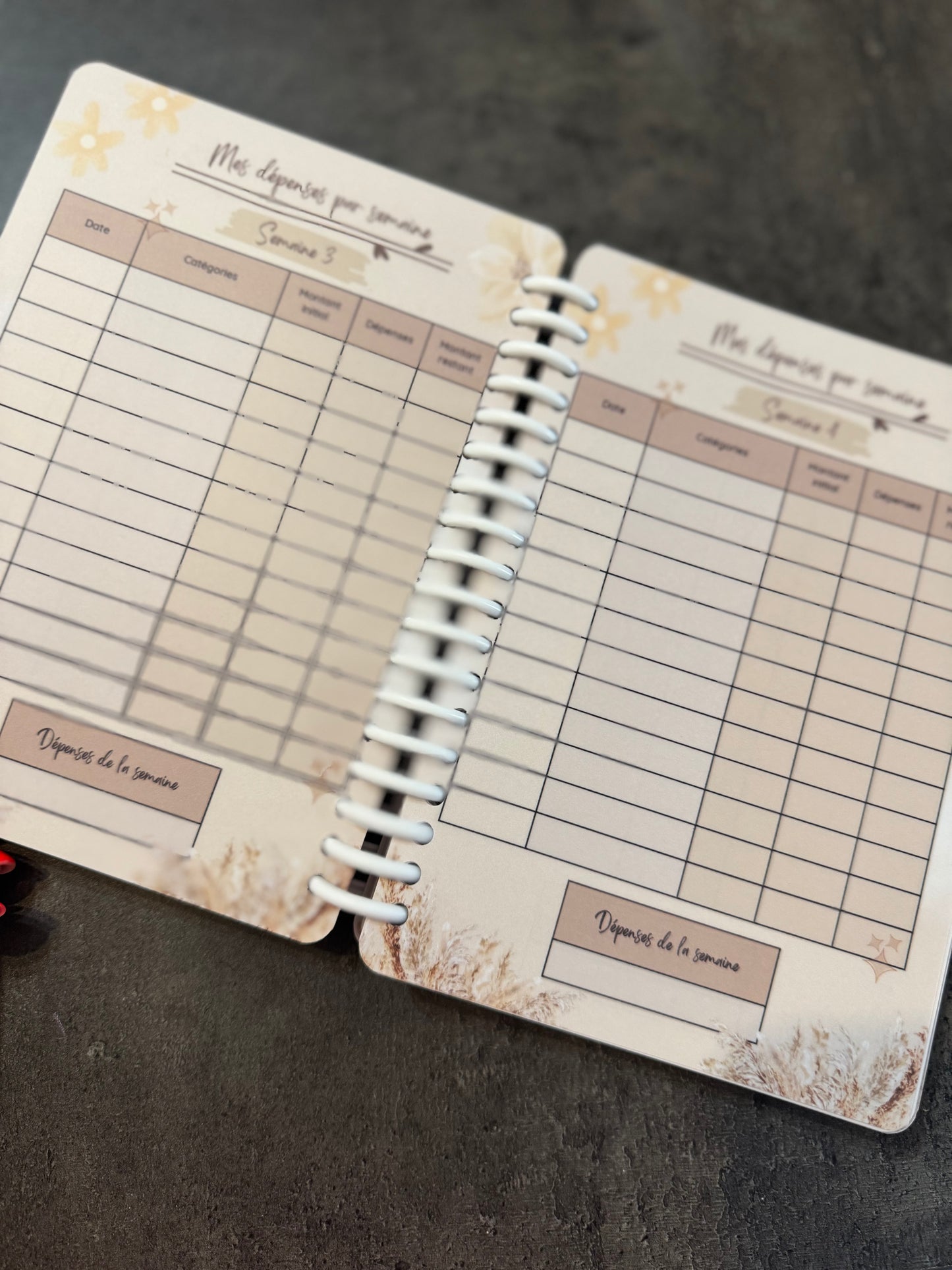 Budget Planner A5 12 mois Beige Fleuri