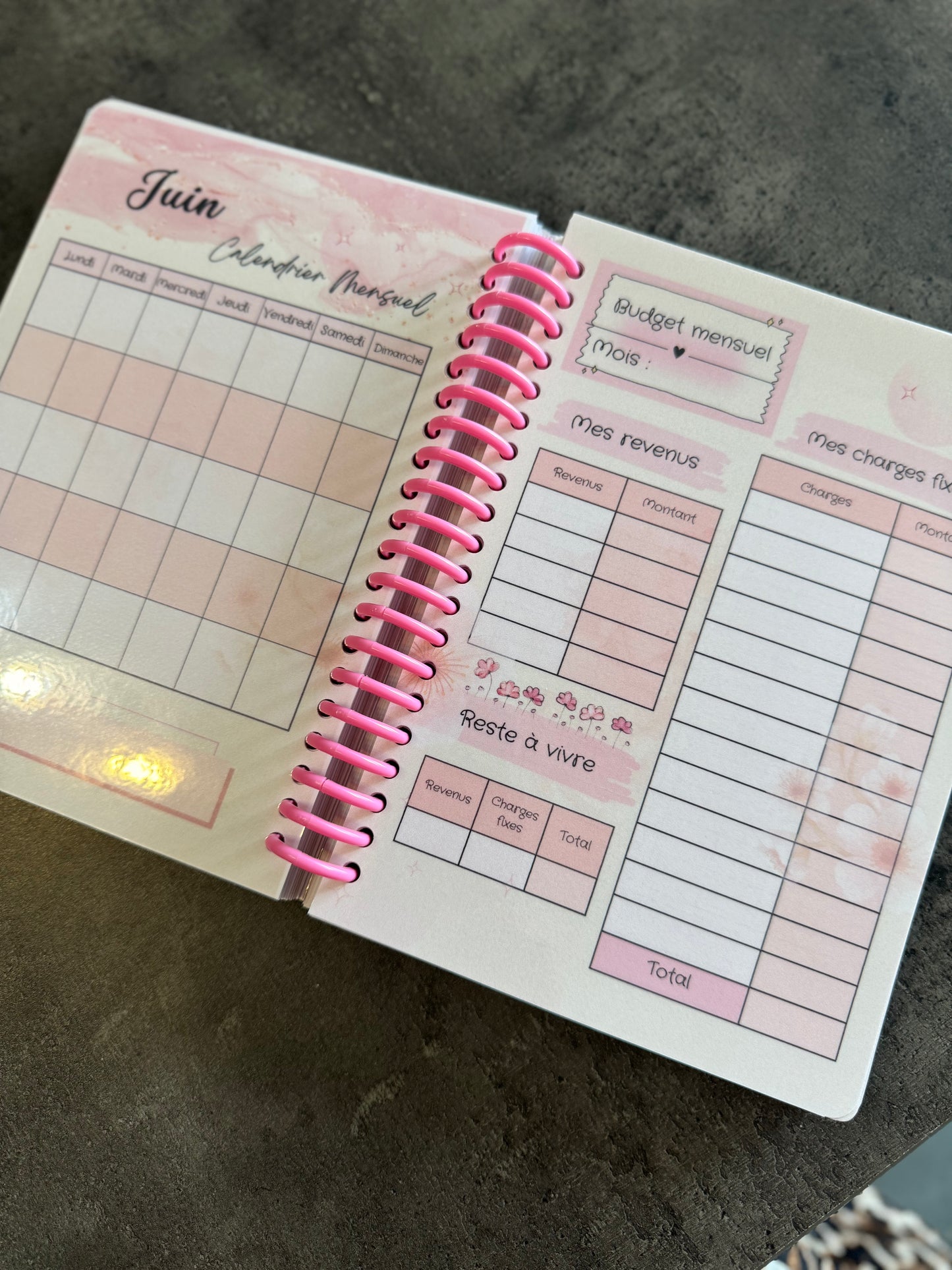 Budget Planner A5 12 mois Rose Fleuri