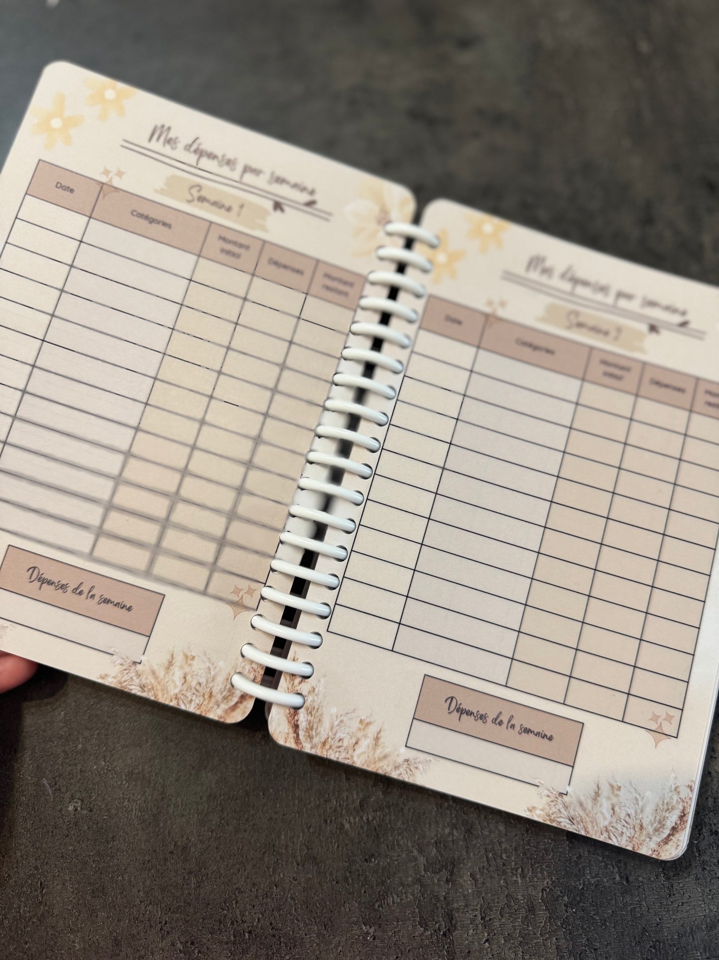 Budget Planner A5 12 mois Beige Fleuri