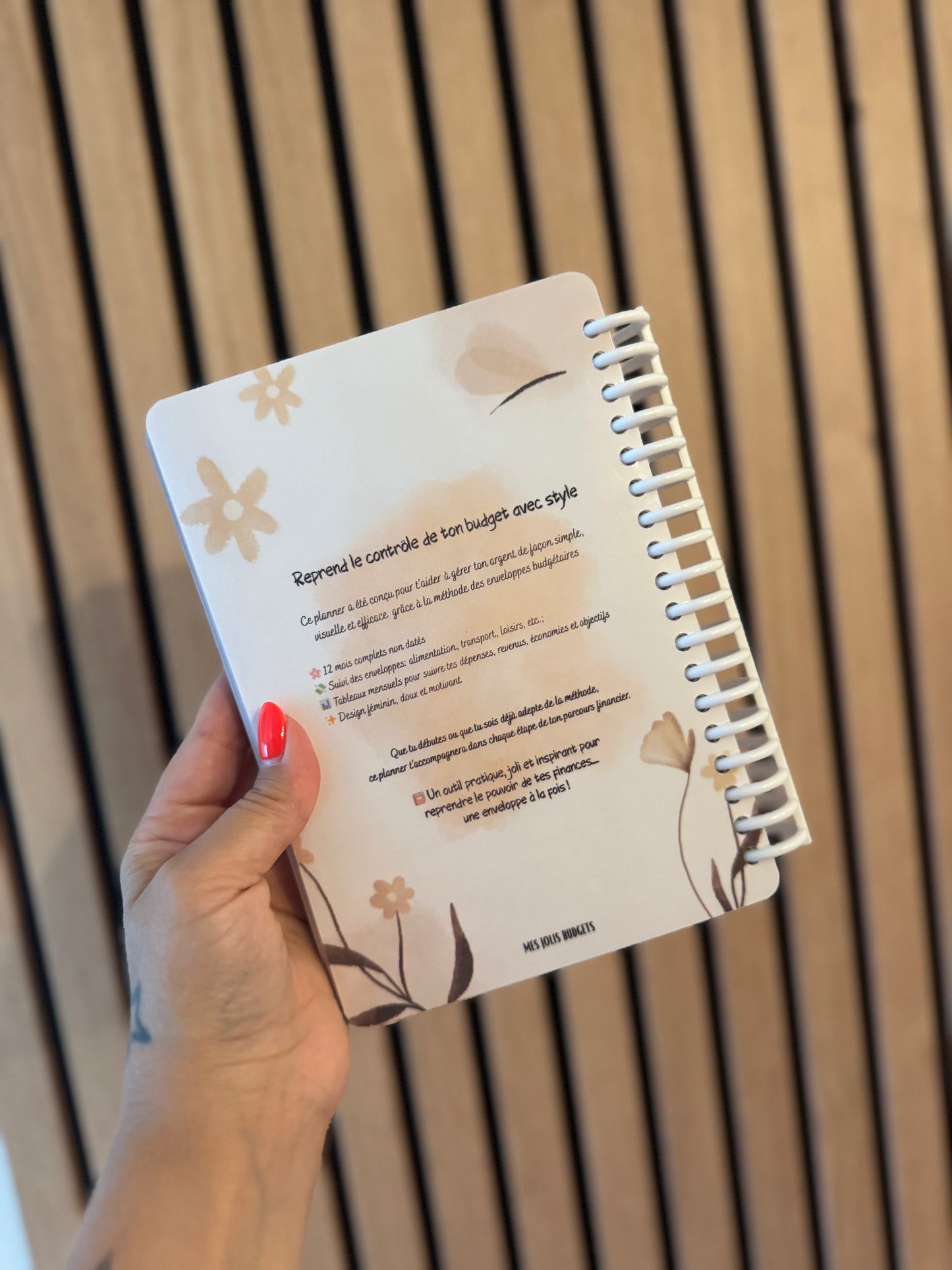 Budget Planner A5 12 mois Beige Fleuri
