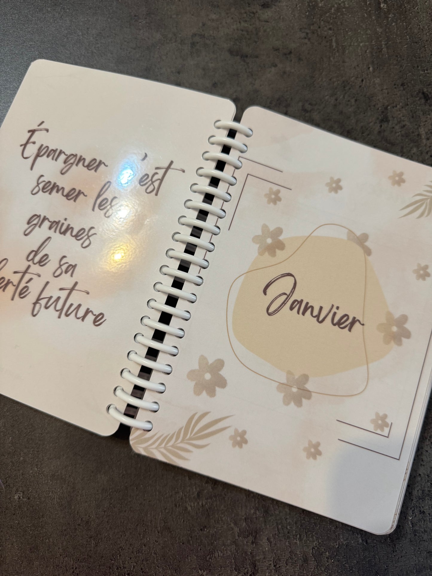 Budget Planner A5 12 mois Beige Fleuri