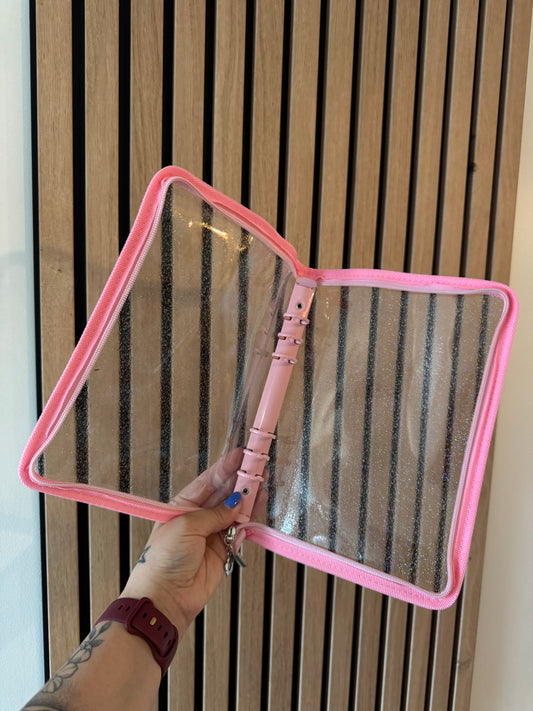 Classeur avec fermeture A5 rose à paillettes