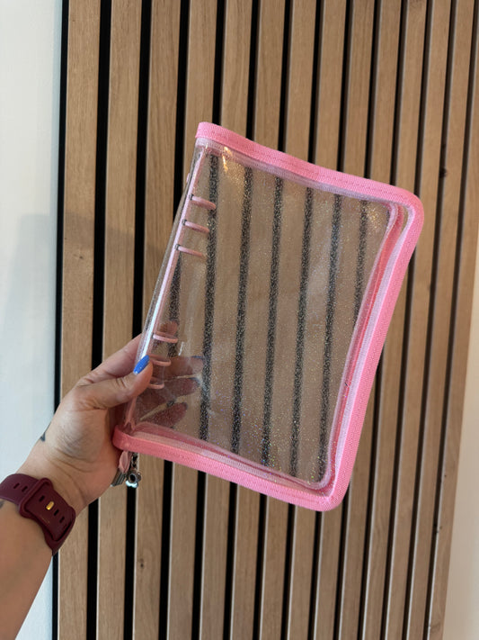 Classeur avec fermeture A5 rose à paillettes