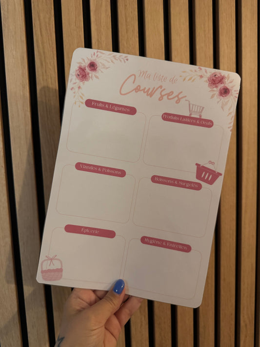 Fiche « Ma liste de courses » A4 Plastifiée