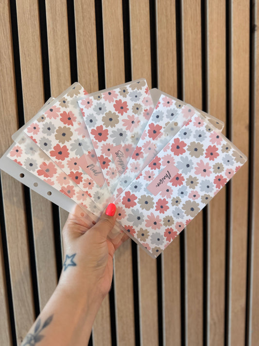 Enveloppes budget faites main A6 – Finition brillante ou mate | Collection Fleuris Multicolore