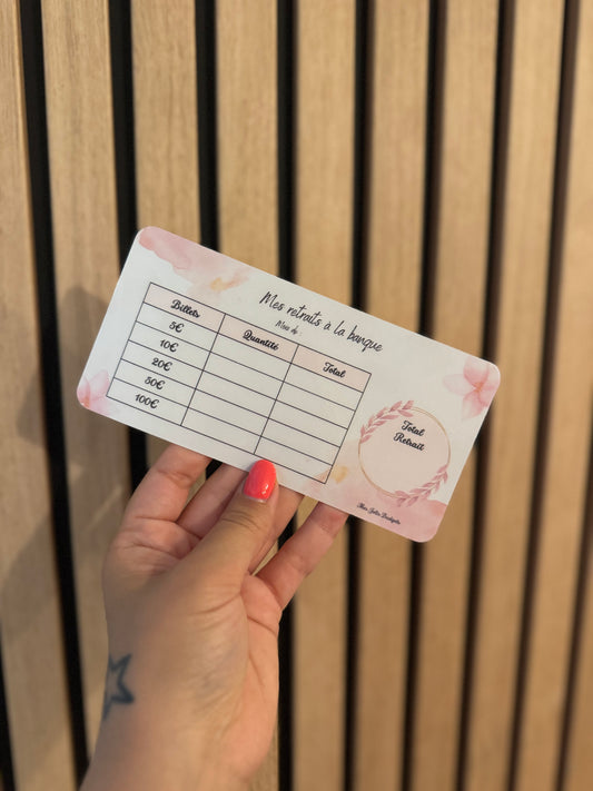 Fiche Retrait Banque Plastifiée 🌸