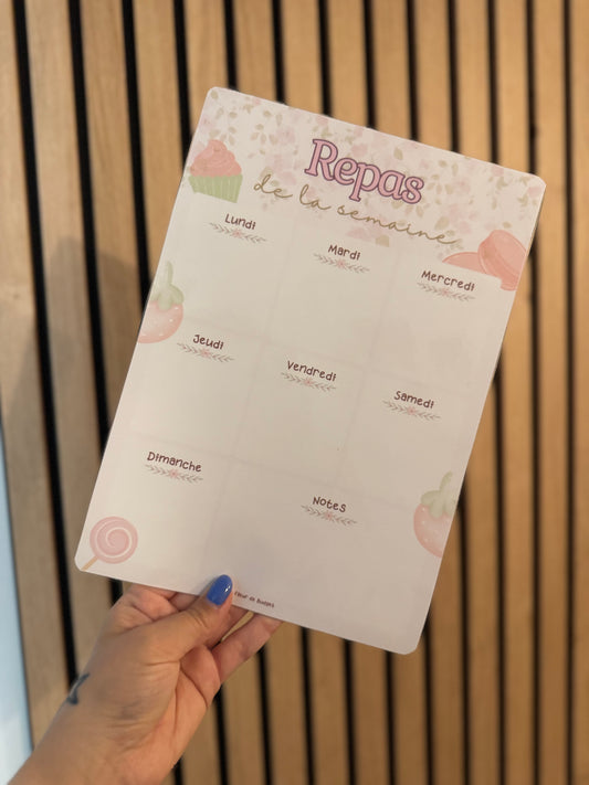 Fiche « Repas de la semaine » A4 plastifiée