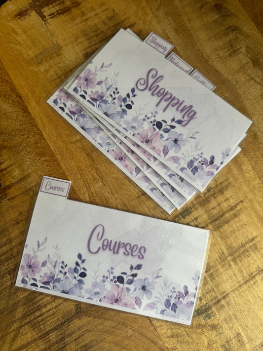 Lot de 6 Enveloppes Portefeuille Personnalisables Violettes