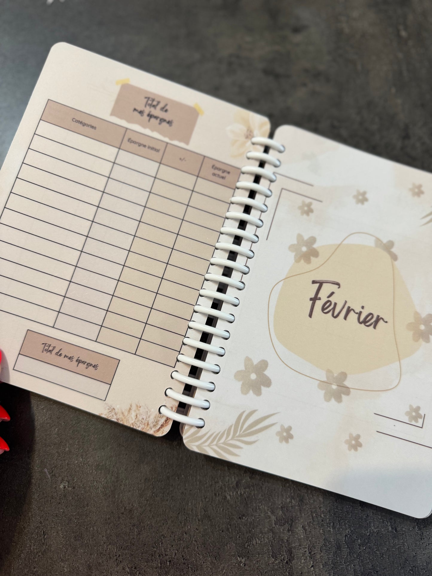 Budget Planner A5 12 mois Beige Fleuri