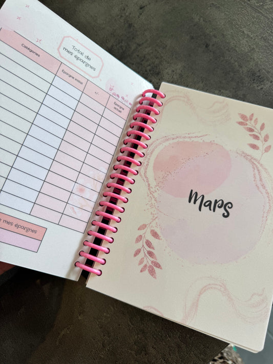 Budget Planner A5 12 mois Rose Fleuri